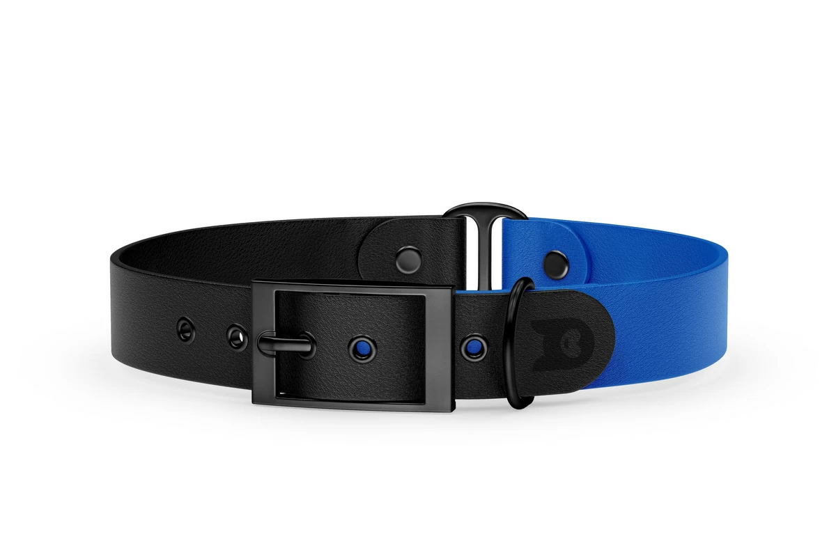Duo-Halsband für Hunde: Schwarz & Blau mit Schwarz-Komponenten