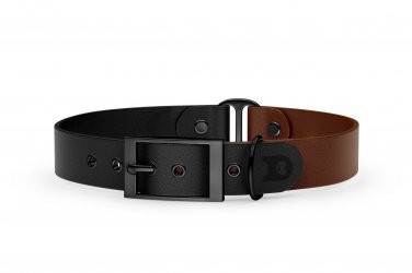 Duo-Halsband für Hunde: Schwarz & Dunkelbraun mit Schwarz-Komponenten