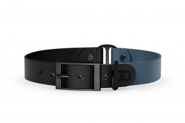 Duo-Halsband für Hunde: Schwarz & Petrol mit Schwarz-Komponenten
