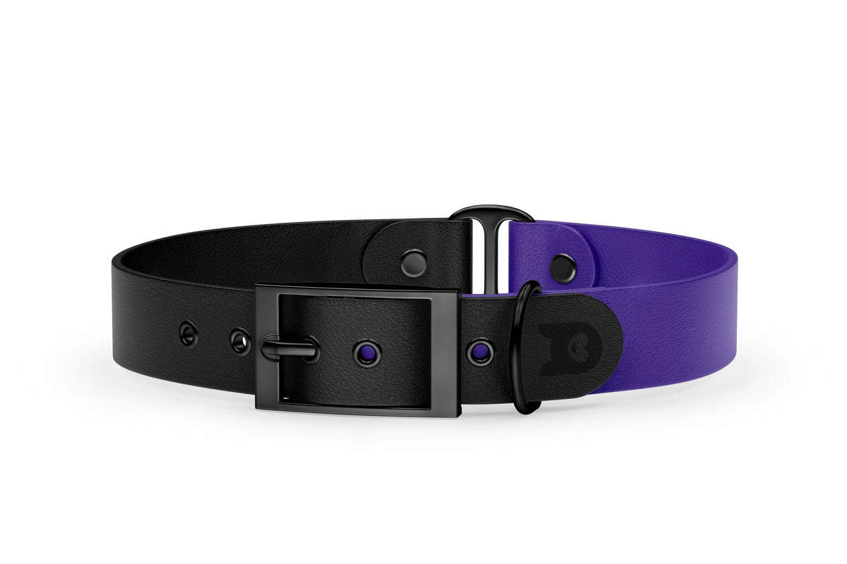 Duo-Halsband für Hunde: Schwarz & Violett mit Schwarz-Komponenten