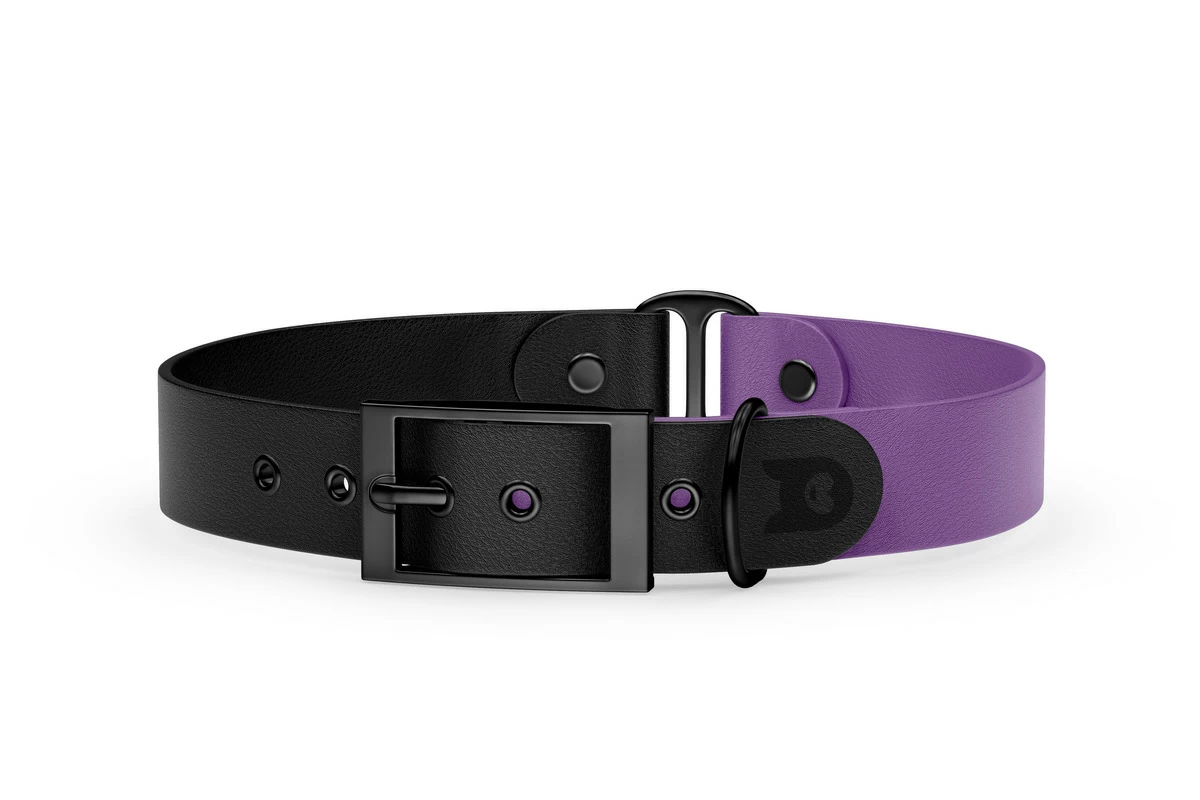 Duo-Halsband für Hunde: Schwarz & Purpur mit Schwarz-Komponenten
