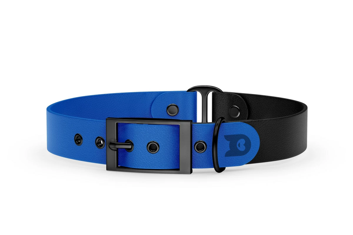 Duo-Halsband für Hunde: Blau & Schwarz mit Schwarz-Komponenten