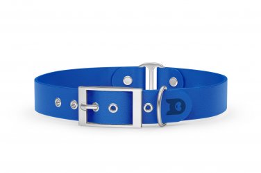 Duo-Halsband für Hunde: Blau & Blau mit Silber-Komponenten