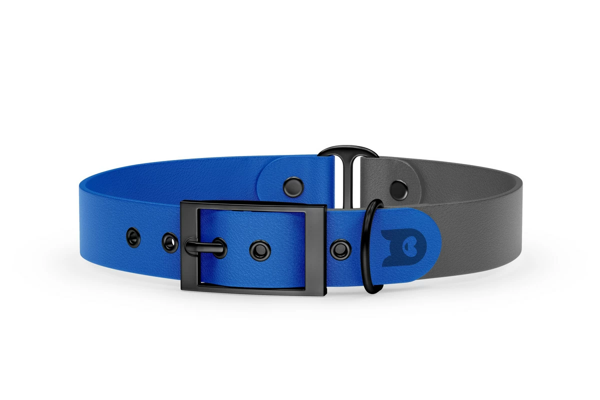 Duo-Halsband für Hunde: Blau & Grau mit Schwarz-Komponenten