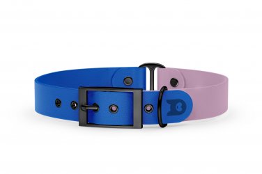 Duo-Halsband für Hunde: Blau & Flieder mit Schwarz-Komponenten