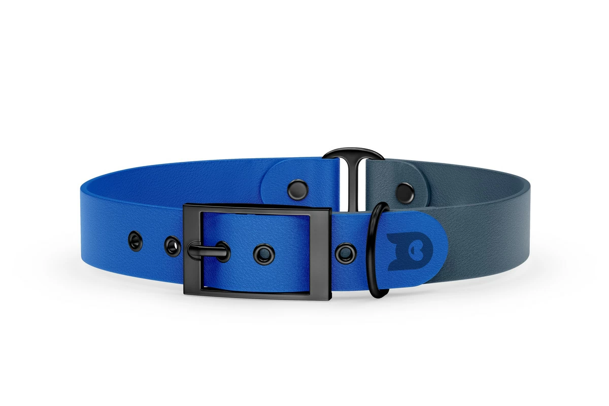 Duo-Halsband für Hunde: Blau & Petrol mit Schwarz-Komponenten