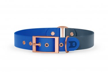 Duo-Halsband für Hunde: Blau & Petrol mit Rosegold-Komponenten