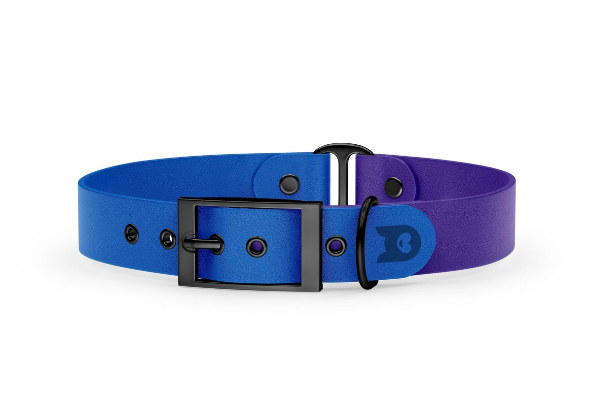 Duo-Halsband für Hunde: Blau & Violett mit Schwarz-Komponenten