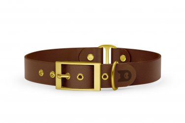 Duo-Halsband für Hunde: Dunkelbraun & Dunkelbraun mit Gold-Komponenten