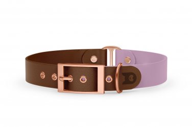 Duo-Halsband für Hunde: Dunkelbraun & Flieder mit Rosegold-Komponenten