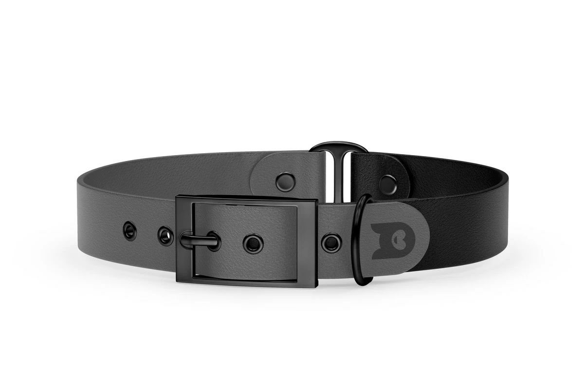 Duo-Halsband für Hunde: Grau & Schwarz mit Schwarz-Komponenten