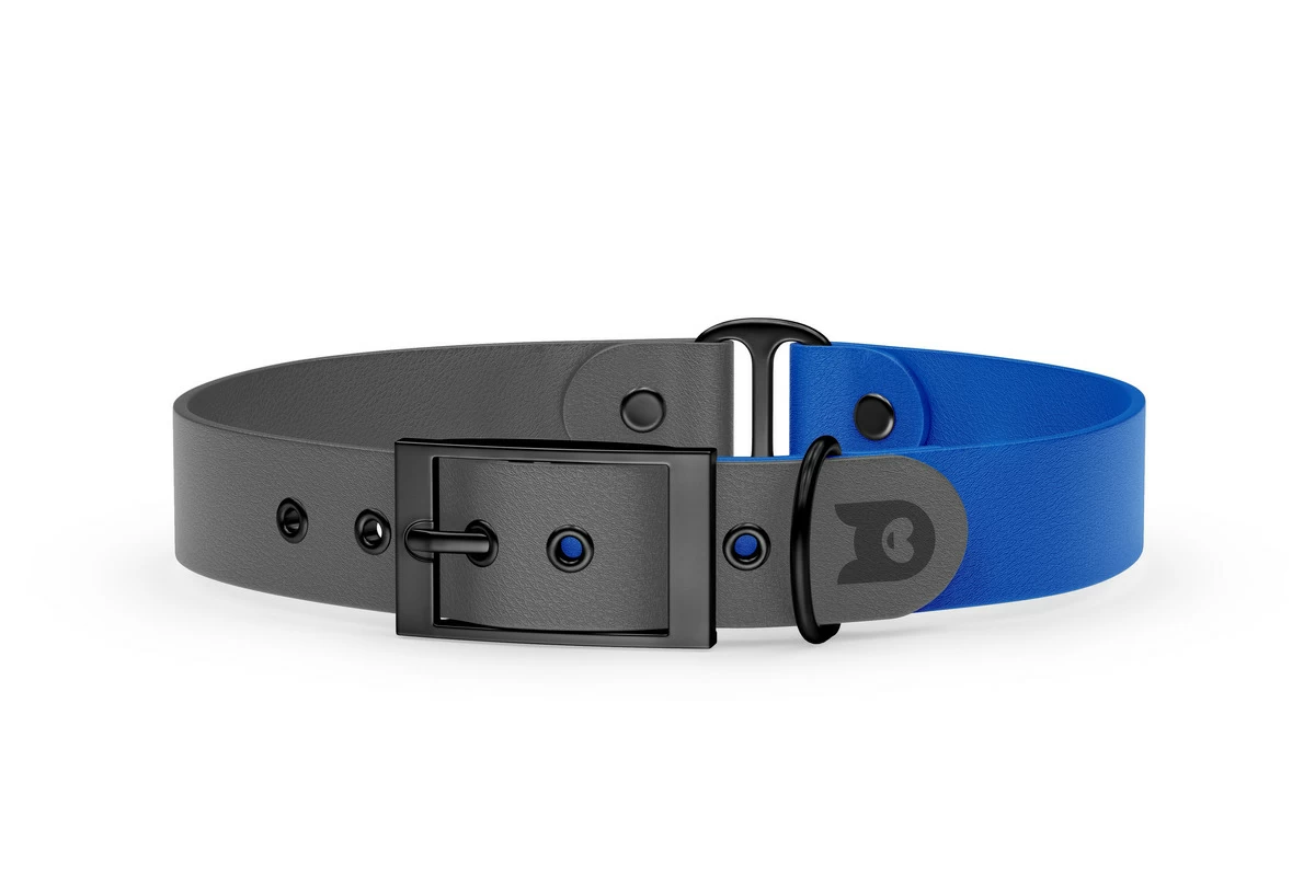 Duo-Halsband für Hunde: Grau & Blau mit Schwarz-Komponenten