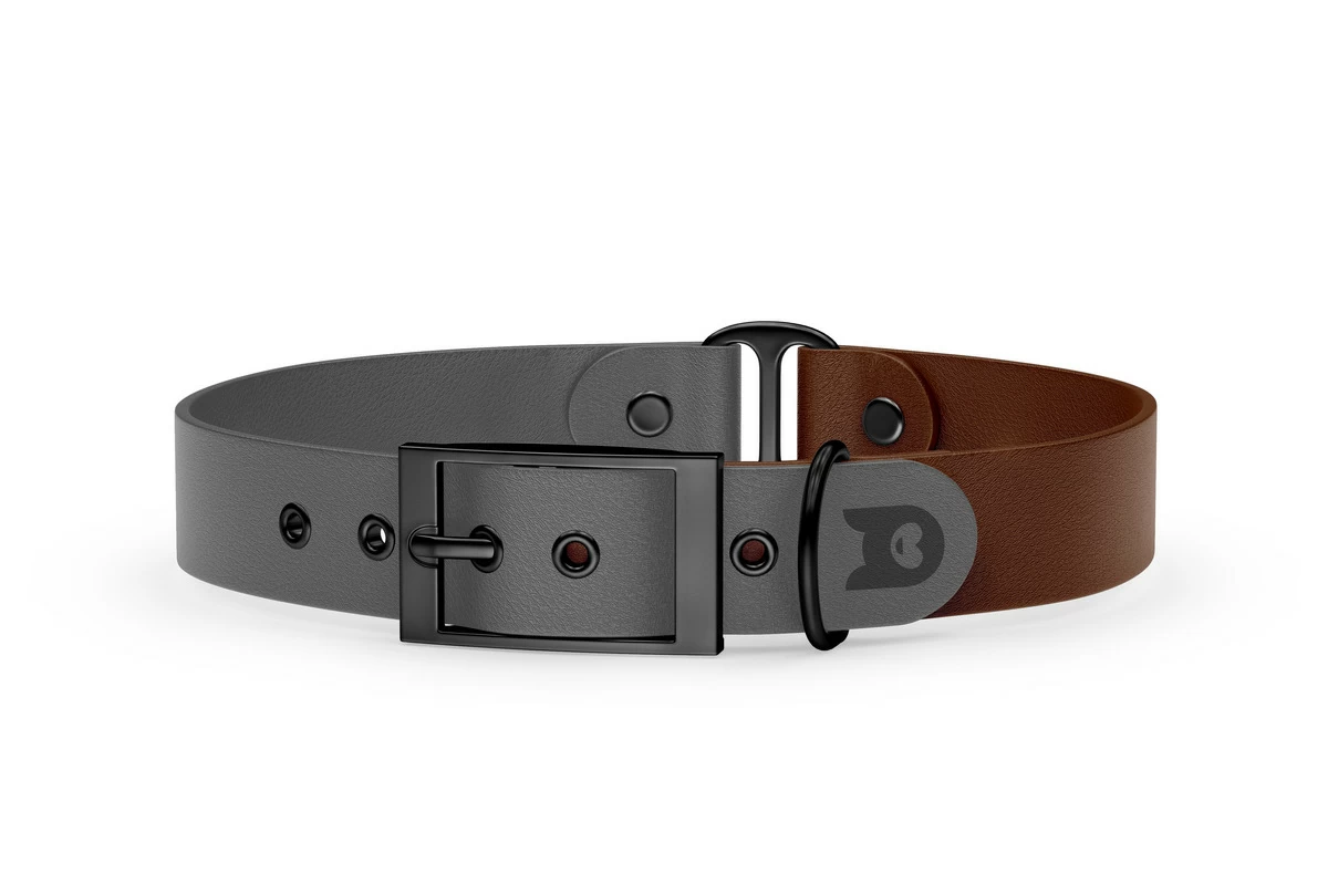 Duo-Halsband für Hunde: Grau & Dunkelbraun mit Schwarz-Komponenten