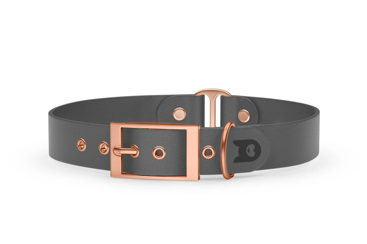 Duo-Halsband für Hunde: Grau & Grau mit Rosegold-Komponenten