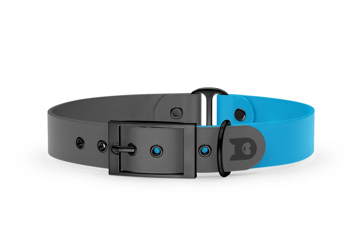 Duo-Halsband für Hunde: Grau & Hellblau mit Schwarz-Komponenten