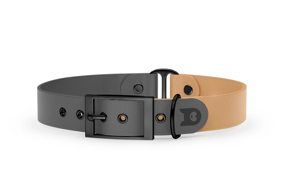 Duo-Halsband für Hunde: Grau & Hellbraun mit Schwarz-Komponenten