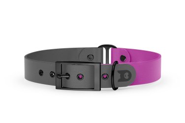 Duo-Halsband für Hunde: Grau & Hellviolett mit Schwarz-Komponenten