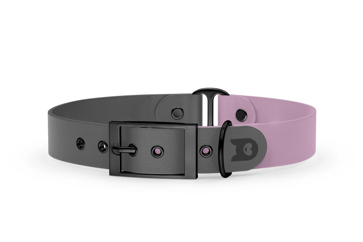 Duo-Halsband für Hunde: Grau & Flieder mit Schwarz-Komponenten