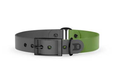 Duo-Halsband für Hunde: Grau & Oliv mit Schwarz-Komponenten