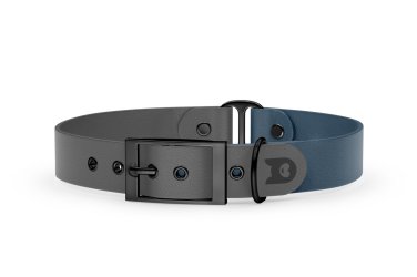 Duo-Halsband für Hunde: Grau & Petrol mit Schwarz-Komponenten