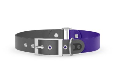 Duo-Halsband für Hunde: Grau & Violett mit Silber-Komponenten