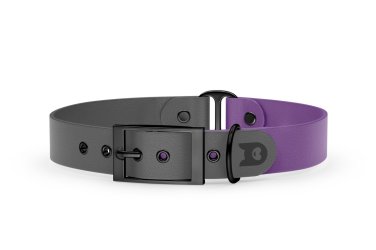 Duo-Halsband für Hunde: Grau & Purpur mit Schwarz-Komponenten