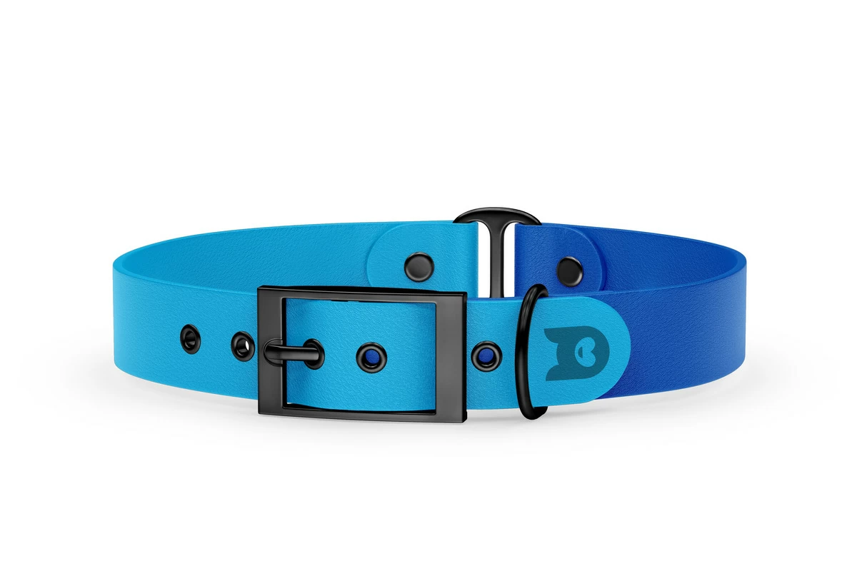 Duo-Halsband für Hunde: Hellblau & Blau mit Schwarz-Komponenten