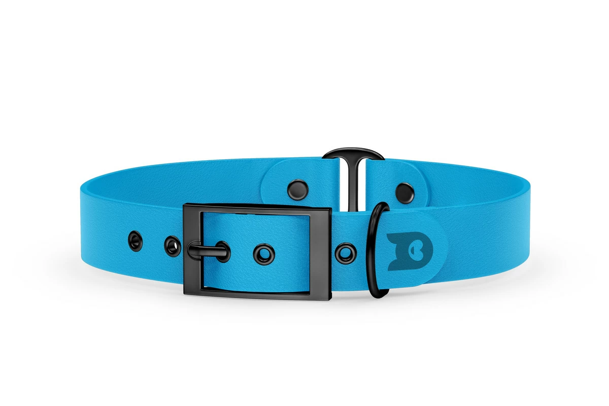 Duo-Halsband für Hunde: Hellblau & Hellblau mit Schwarz-Komponenten