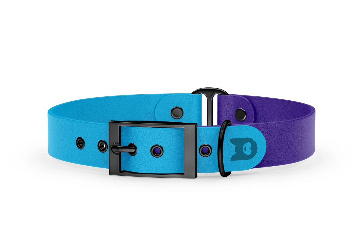 Duo-Halsband für Hunde: Hellblau & Violett mit Schwarz-Komponenten