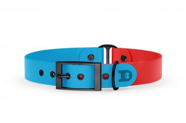 Duo-Halsband für Hunde: Hellblau & Rot mit Schwarz-Komponenten