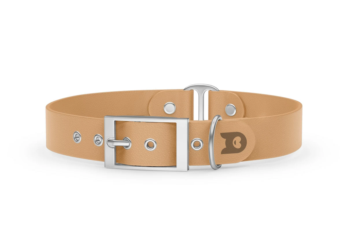 Duo-Halsband für Hunde: Hellbraun & Hellbraun mit Silber-Komponenten