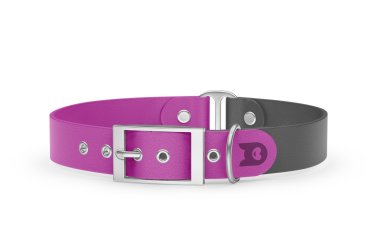 Duo-Halsband für Hunde: Hellviolett & Grau mit Silber-Komponenten