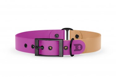 Duo-Halsband für Hunde: Hellviolett & Hellbraun mit Schwarz-Komponenten