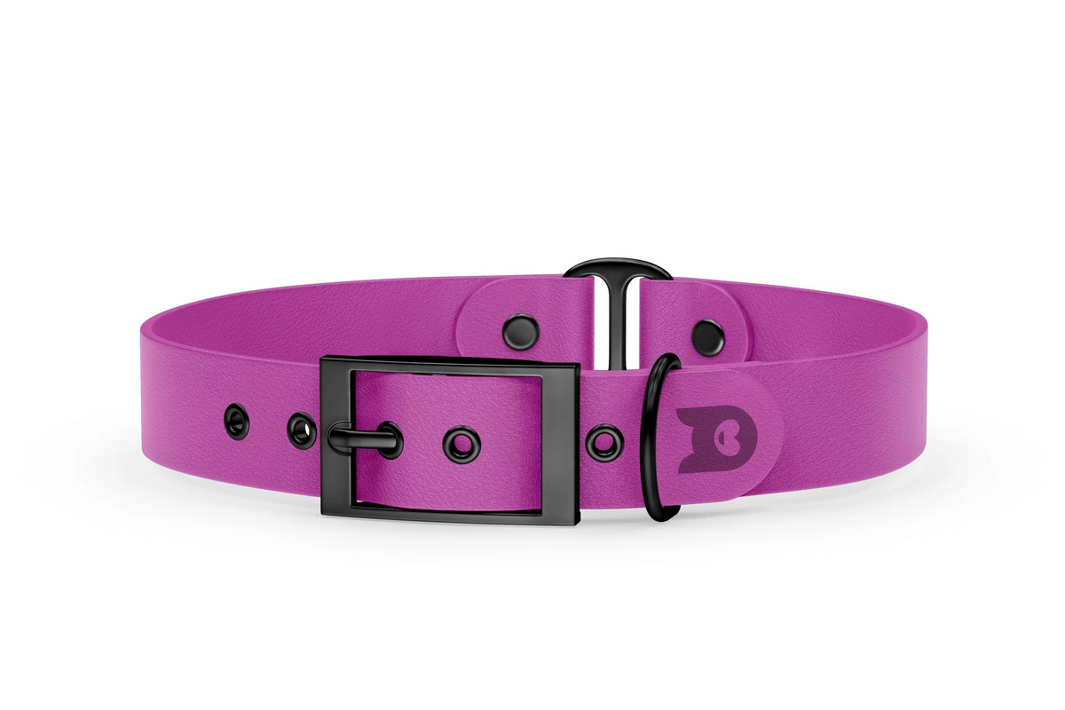 Duo-Halsband für Hunde: Hellviolett & Hellviolett mit Schwarz-Komponenten