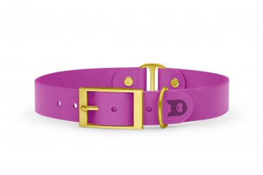 Duo-Halsband für Hunde: Hellviolett & Hellviolett mit Gold-Komponenten