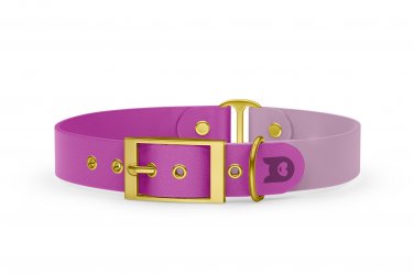 Duo-Halsband für Hunde: Hellviolett & Flieder mit Gold-Komponenten