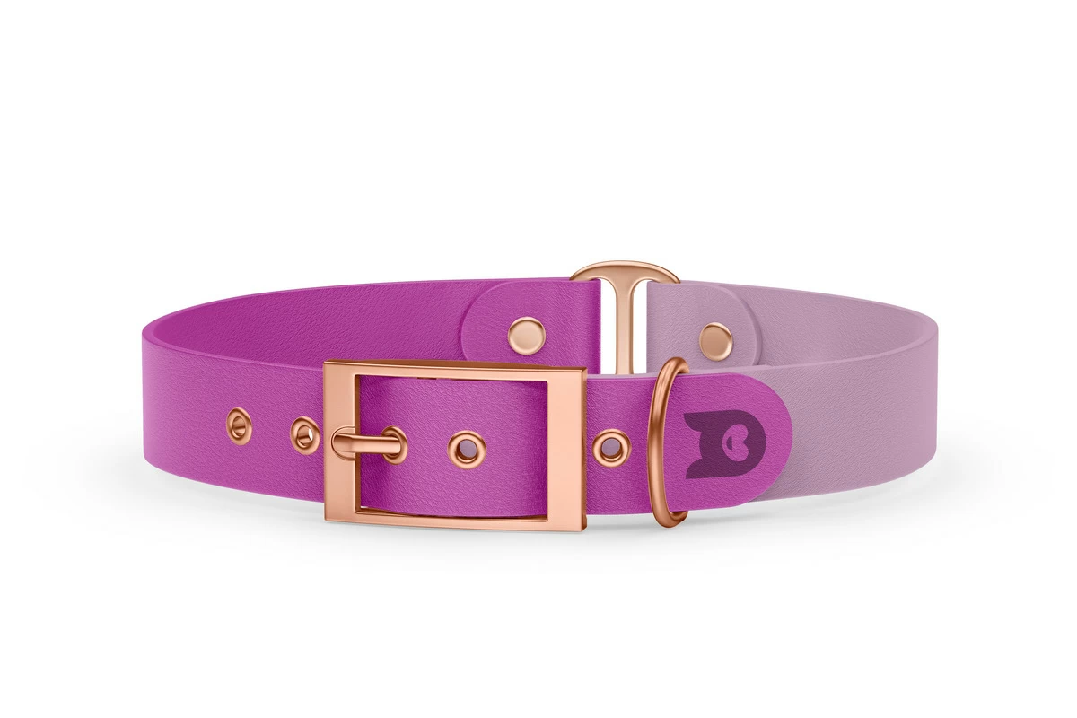 Duo-Halsband für Hunde: Hellviolett & Flieder mit Rosegold-Komponenten