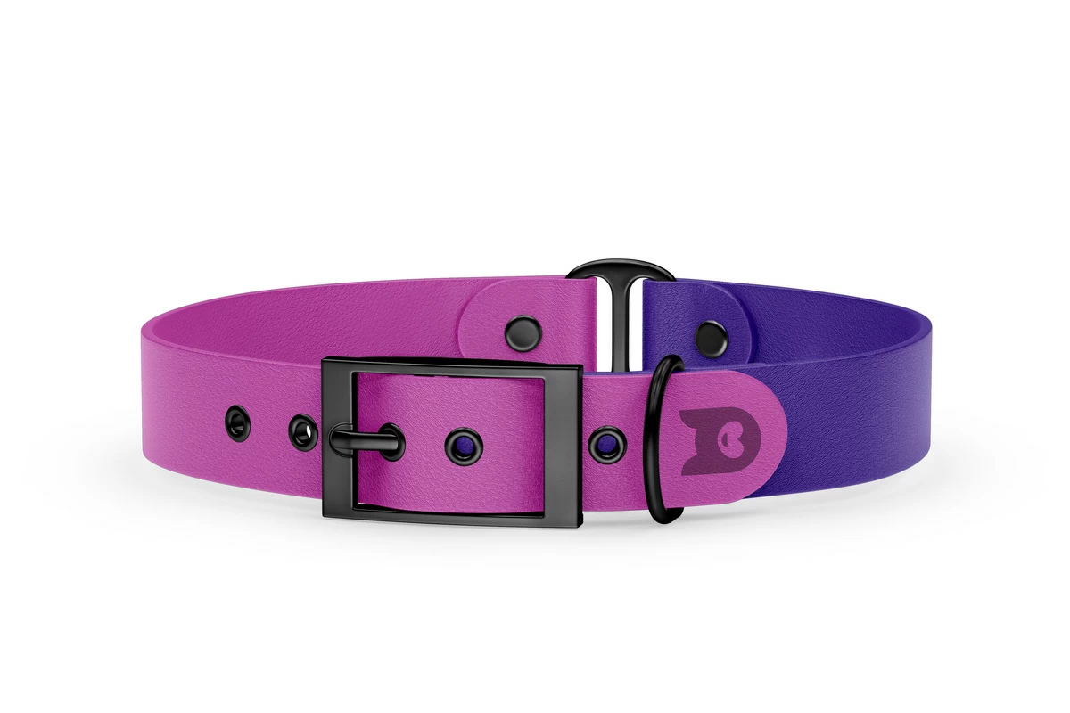 Duo-Halsband für Hunde: Hellviolett & Violett mit Schwarz-Komponenten