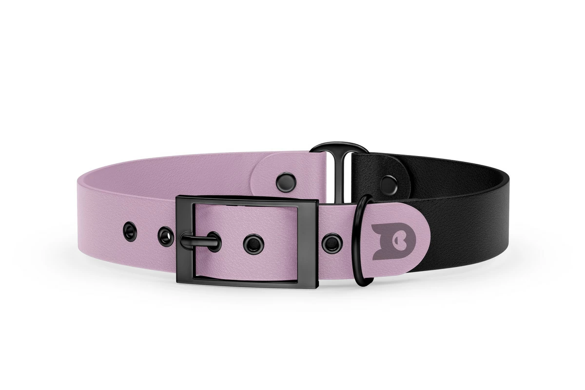 Duo-Halsband für Hunde: Flieder & Schwarz mit Schwarz-Komponenten