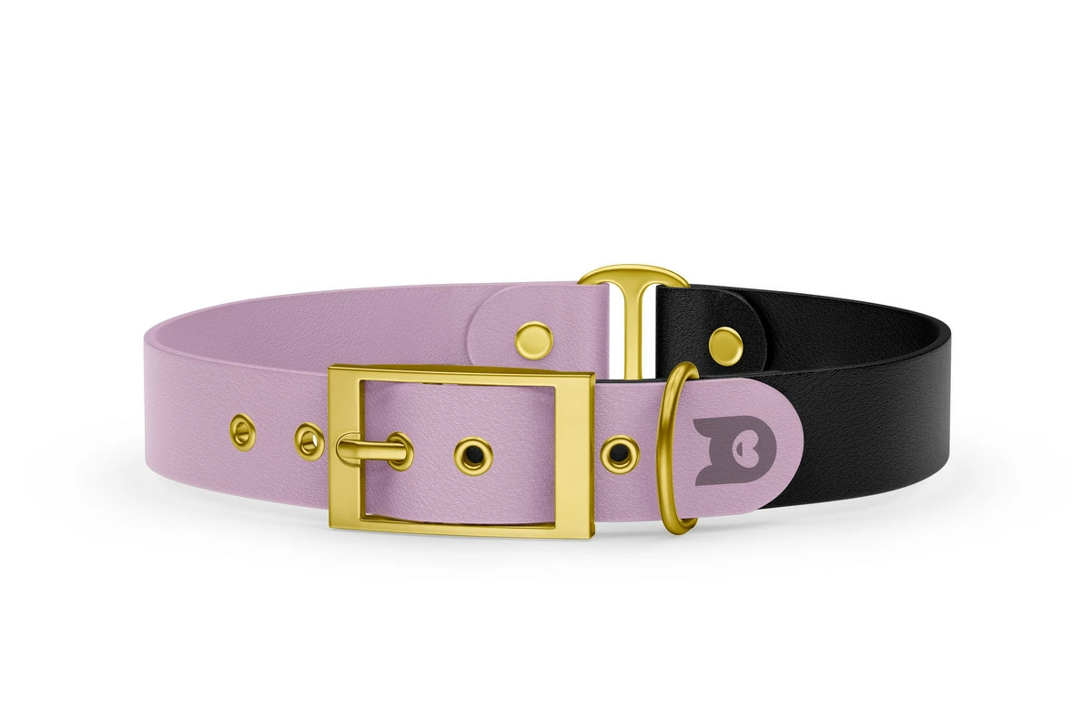 Duo-Halsband für Hunde: Flieder & Schwarz mit Gold-Komponenten