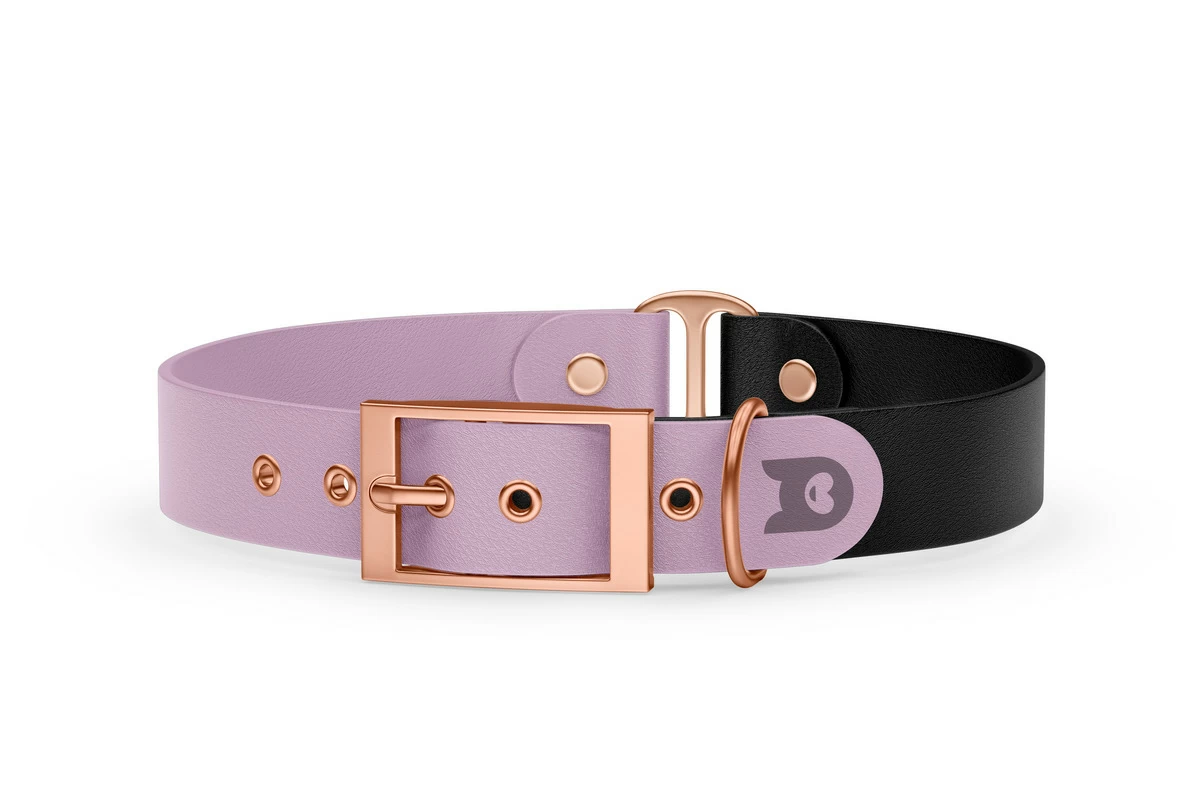 Duo-Halsband für Hunde: Flieder & Schwarz mit Rosegold-Komponenten