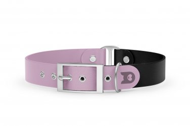 Duo-Halsband für Hunde: Flieder & Schwarz mit Silber-Komponenten