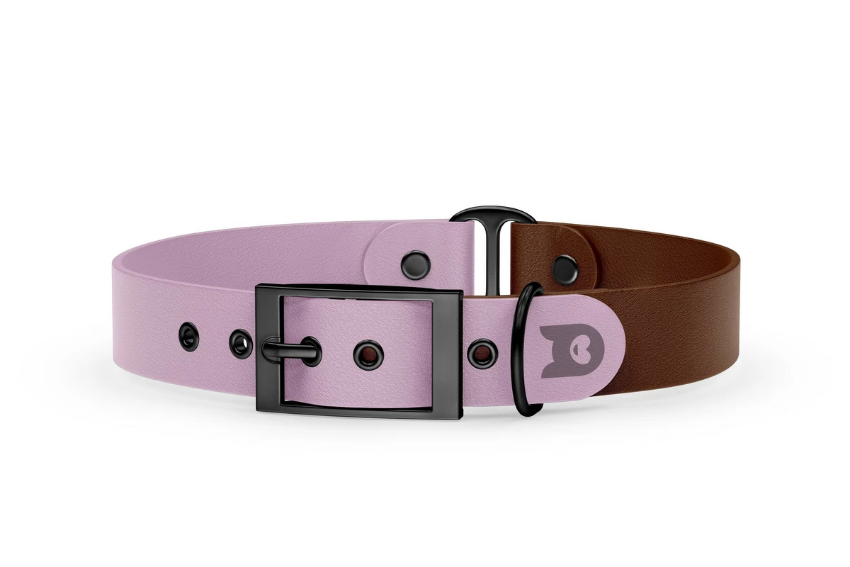 Duo-Halsband für Hunde: Flieder & Dunkelbraun mit Schwarz-Komponenten