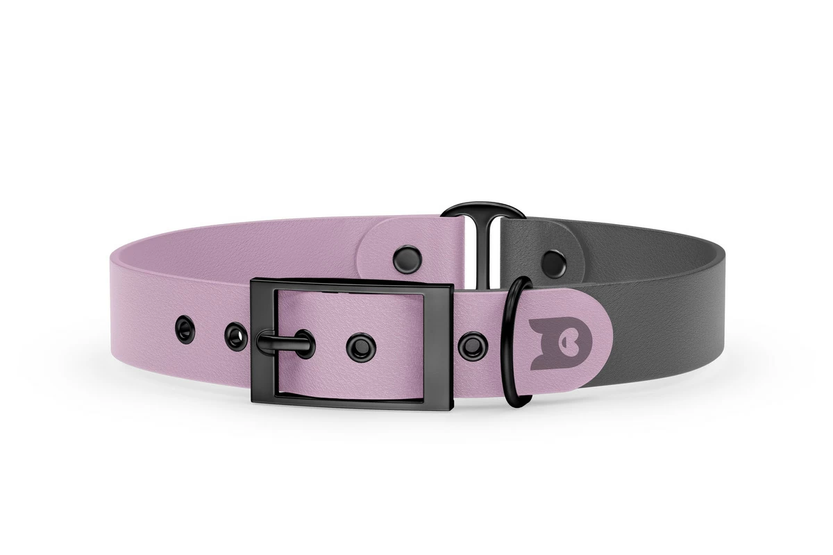 Duo-Halsband für Hunde: Flieder & Grau mit Schwarz-Komponenten