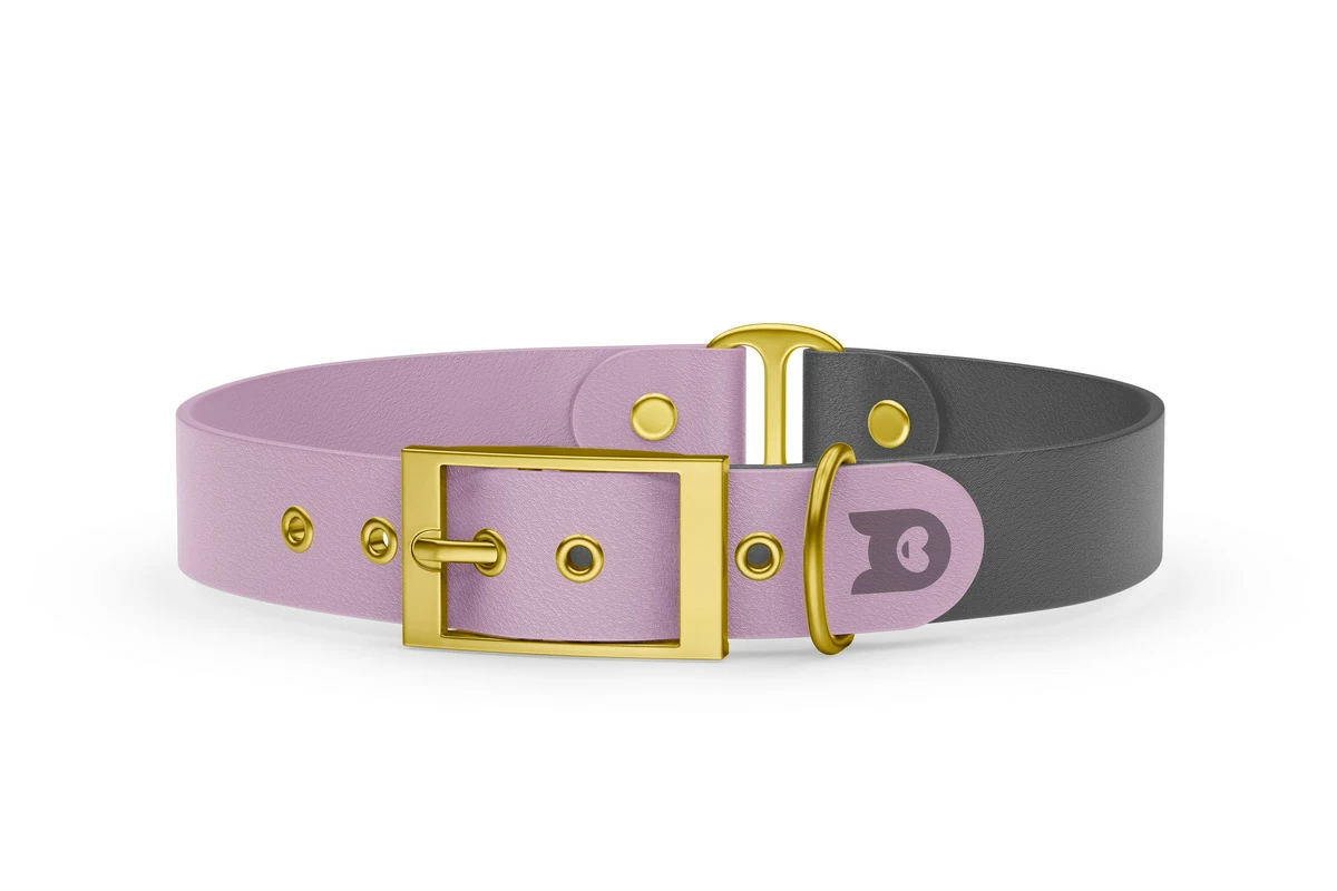 Duo-Halsband für Hunde: Flieder & Grau mit Gold-Komponenten