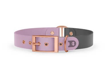 Duo-Halsband für Hunde: Flieder & Grau mit Rosegold-Komponenten