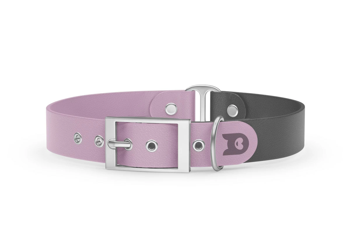 Duo-Halsband für Hunde: Flieder & Grau mit Silber-Komponenten