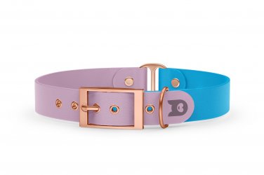 Duo-Halsband für Hunde: Flieder & Hellblau mit Rosegold-Komponenten