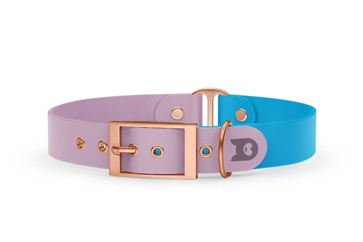 Duo-Halsband für Hunde: Flieder & Hellblau mit Rosegold-Komponenten