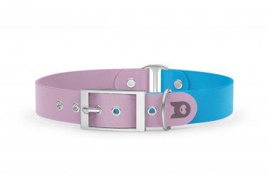 Duo-Halsband für Hunde: Flieder & Hellblau mit Silber-Komponenten